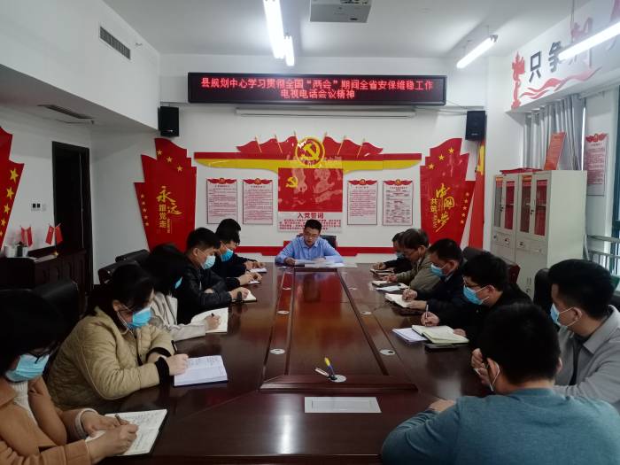 縣規(guī)劃中心傳達貫徹全國“兩會”期間全省安保維穩(wěn)工作電視電話會議精神