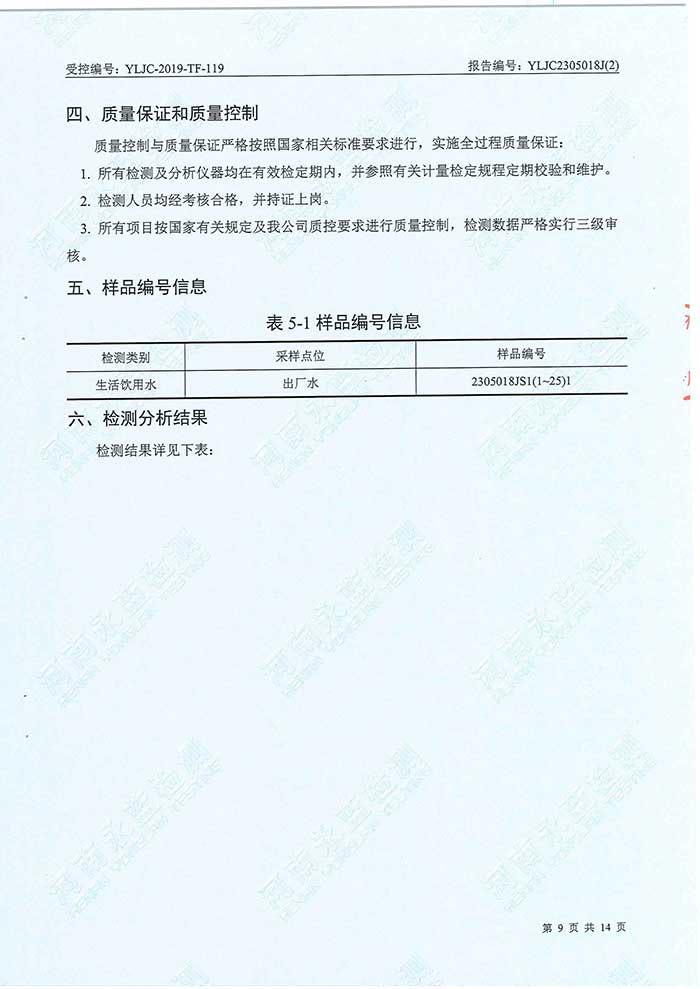 關于民權縣水務公司水務檢測報告的公示