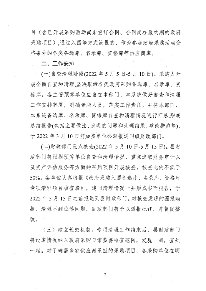 關(guān)于開展政府采購備選庫、名錄庫、資格庫專項清理的通知